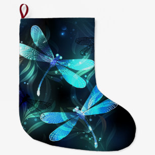 Lake Glowing Dragonflies Large Christmas Stocking