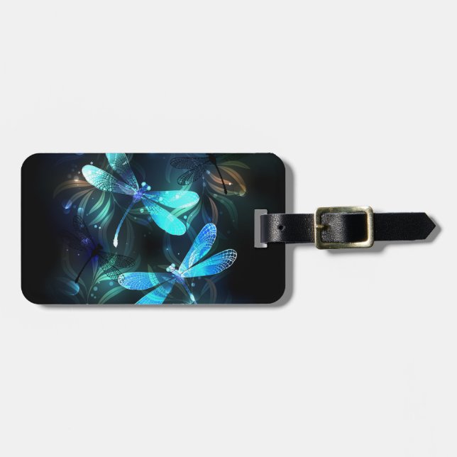 Lake Glowing Dragonflies Luggage Tag (Front Horizontal)