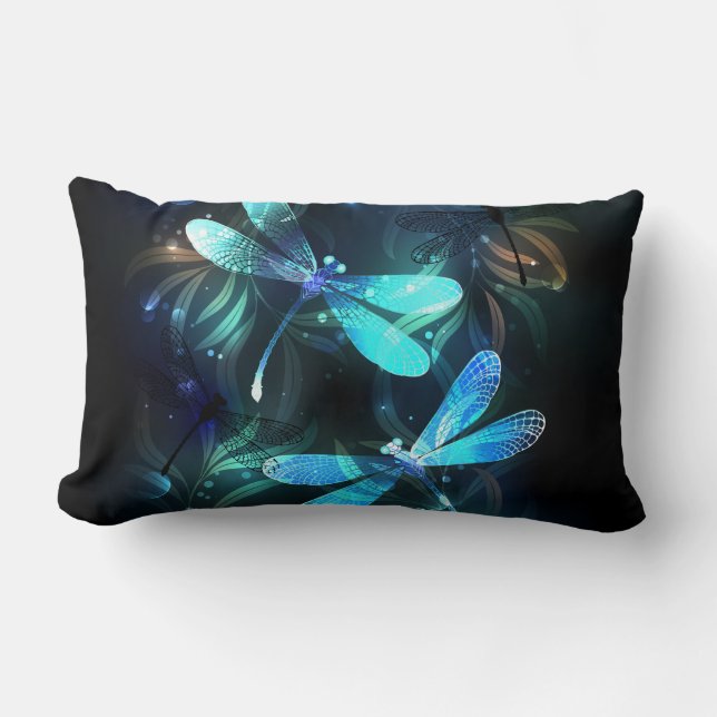 Lake Glowing Dragonflies Lumbar Cushion (Front)
