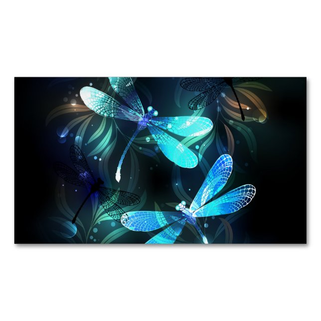 Lake Glowing Dragonflies Magnetic Business Card (Front)