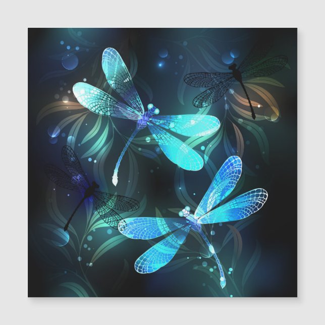 Lake Glowing Dragonflies Magnetic Invitation (Front)