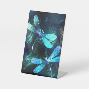 Lake Glowing Dragonflies Pedestal Sign