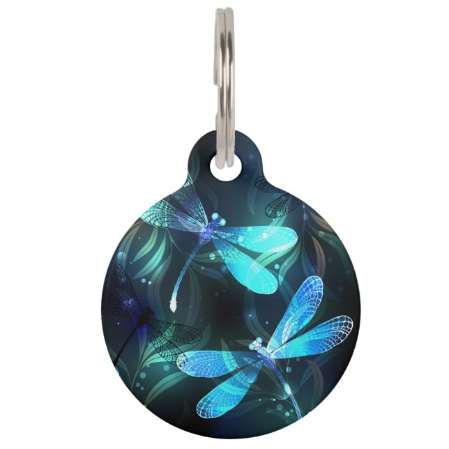 Lake Glowing Dragonflies Pet Tag (Front)