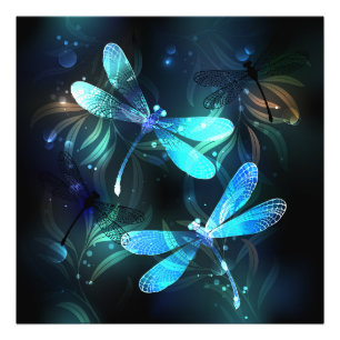 Lake Glowing Dragonflies Photo Print
