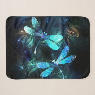 Lake Glowing Dragonflies Sherpa Blanket