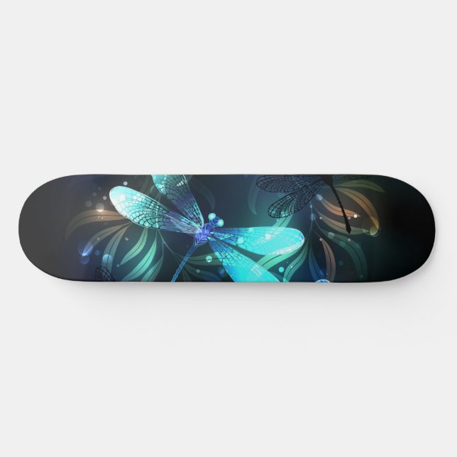 Lake Glowing Dragonflies Skateboard (Horz)