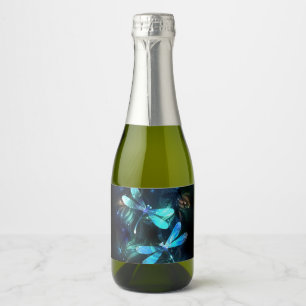 Lake Glowing Dragonflies Sparkling Wine Label