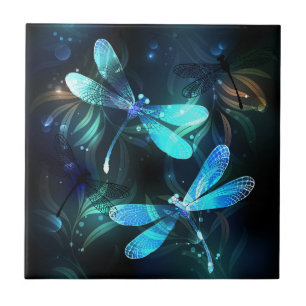 Lake Glowing Dragonflies Tile