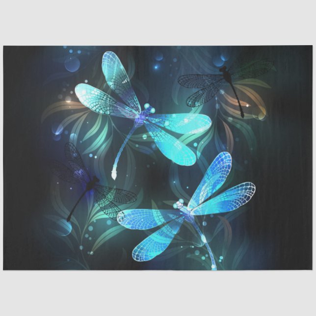 Lake Glowing Dragonflies Tissue Paper (Front)
