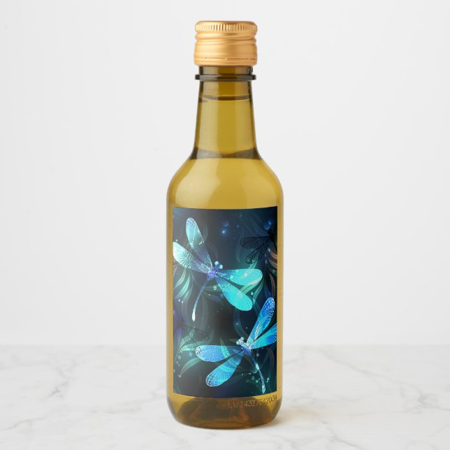 Lake Glowing Dragonflies Wine Label (Front)