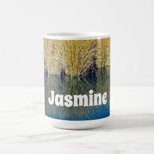 Lake Grass Blue Water Reflection Photo Nature Coffee Mug