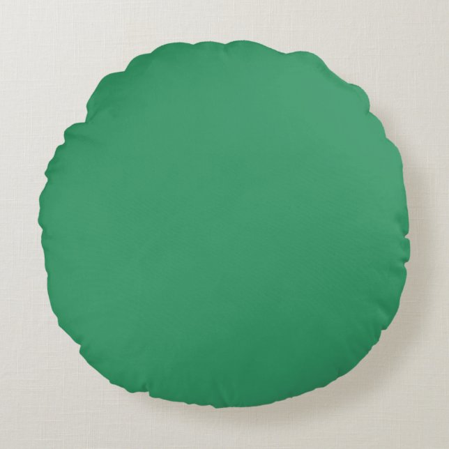 Lake Green Blue solid plain colour Custom Round Cushion (Front)