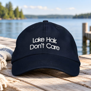 Lake Hair Don't Care Funny Summer Lake Aesthetic Embroidered Hat