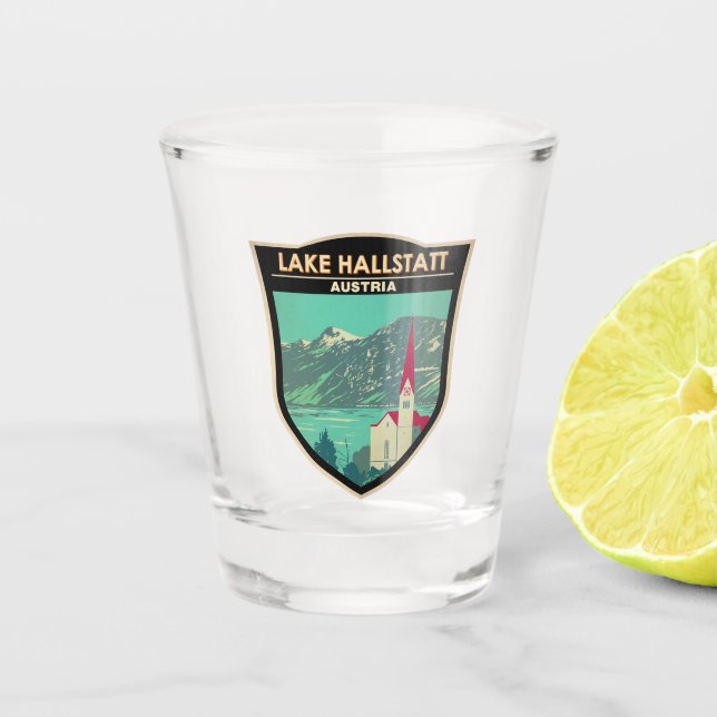 Lake Hallstatt Austria Travel Art Vintage Shot Glass (Front)