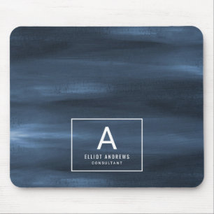 Lake Harbour Deep Watercolor   Monogram Mouse Pad