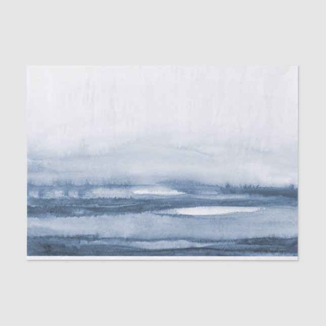Lake Harbour Fog Blue Watercolor Tissue Paper (Front)