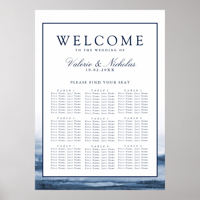 Lake Harbour Fog Wedding | 9 Table | Seating Chart (Front)
