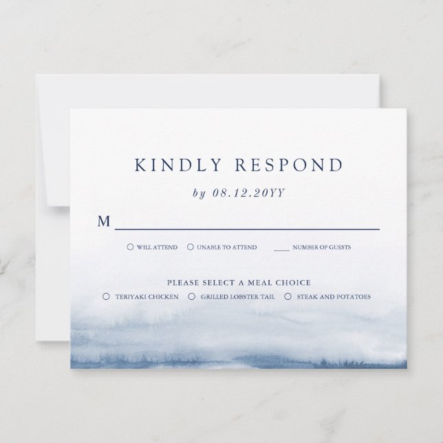 Lake Harbour Wedding Light Blue RSVP | Meals Card (Front)