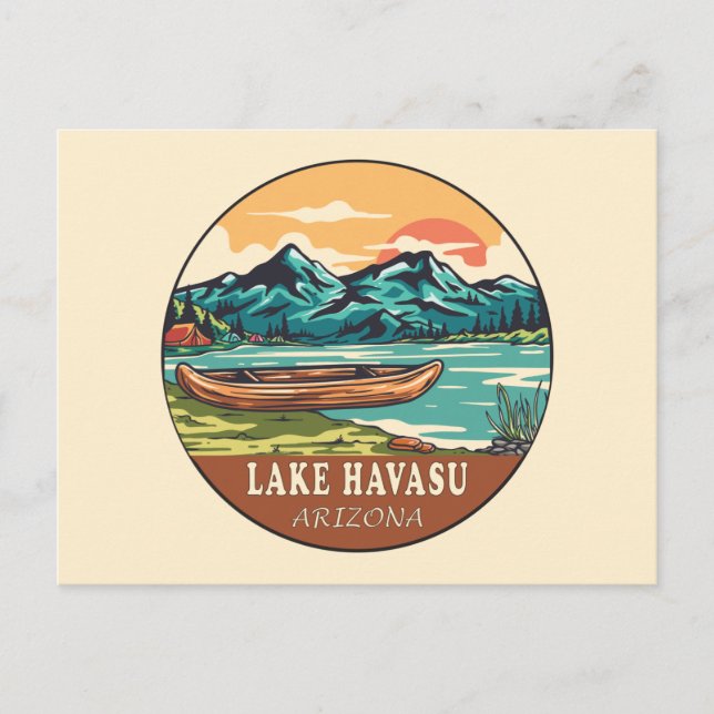 Lake Havasu Arizona Boating Fishing Emblem Postcard (Front)