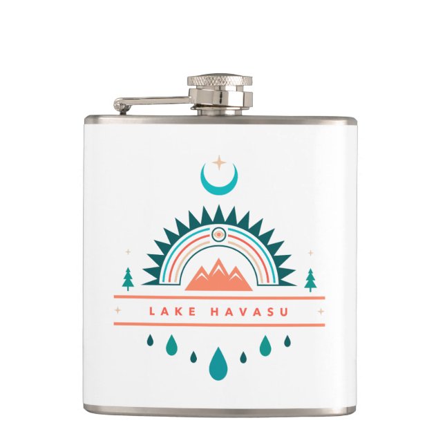 lake havasu arizona rainbow moon hip flask (Front)