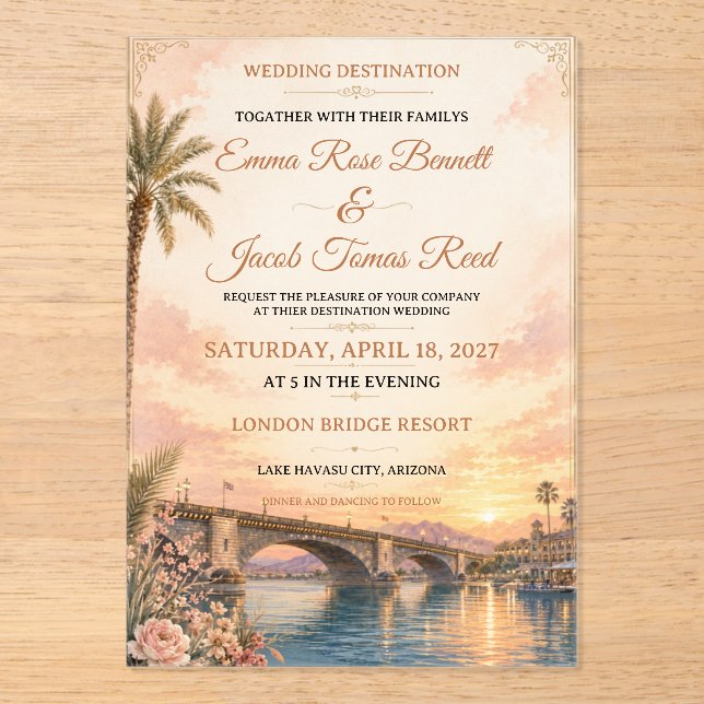 Lake Havasu Destination Wedding Invitation (Front)