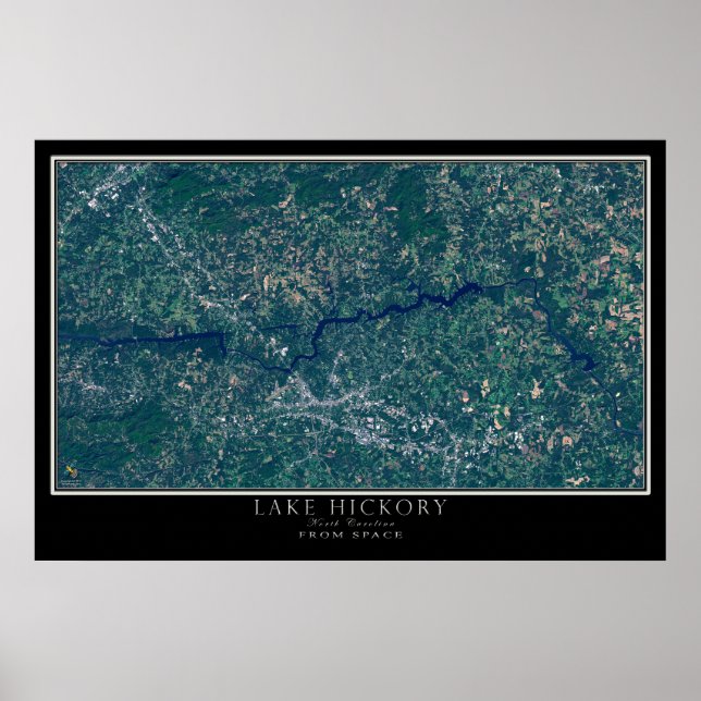 Lake Hickory North Carolina Satellite Poster Map (Front)