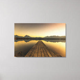 Lake Hopfen with a Jetty & Alps Mountains Canvas Print