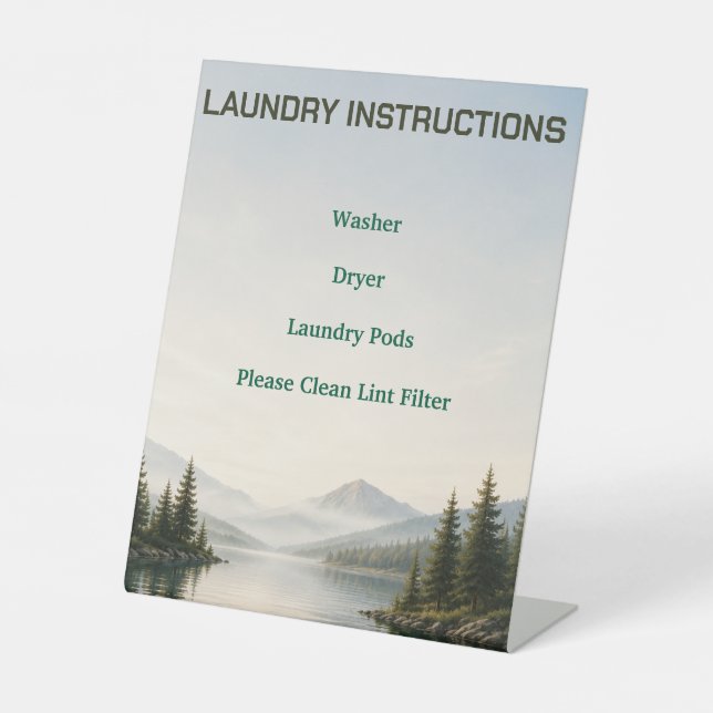Lake House Airbnb Laundry Instructions Sign (Front)