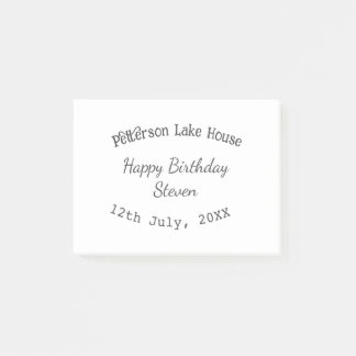 Lake house beach happy birthday add name date year post-it notes
