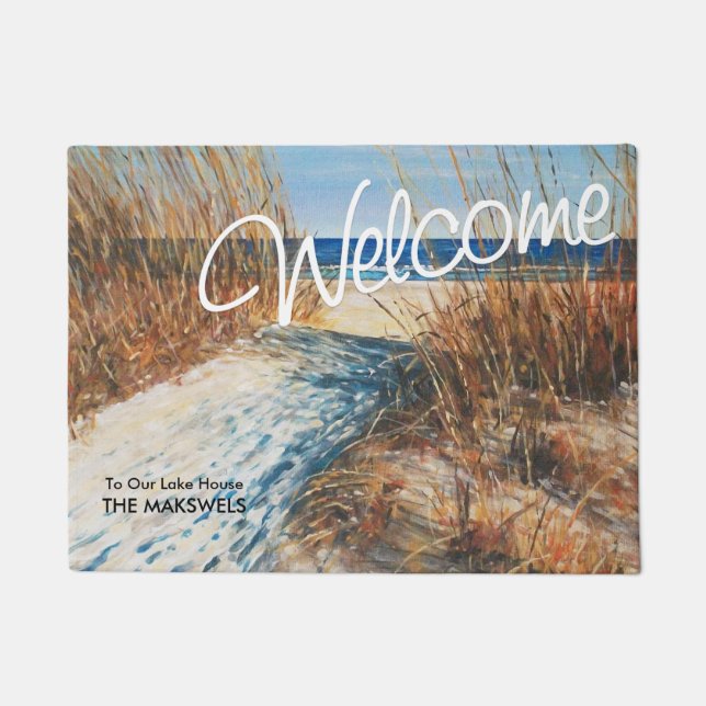 Lake House Beach Sand Dunes Welcome Mat (Front)