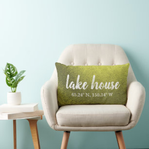 Lake House Custom Coordinates Lumbar Pillow