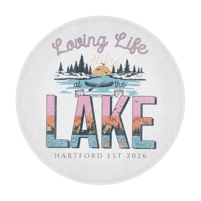 Lake House Custom Family Cutting Board (Front)