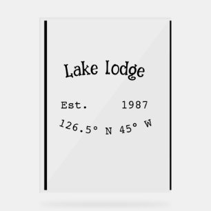 Lake house ets. Date year custom coordinates add n Acrylic Sign