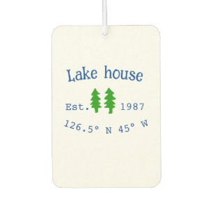 Lake house ets. Date year custom coordinates add n Car Air Freshener