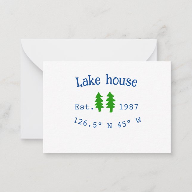 Lake house ets. Date year custom coordinates add n Card (Front)