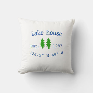 Lake house ets. Date year custom coordinates add n Cushion