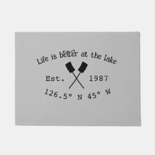 Lake house ets. Date year custom coordinates add n Doormat