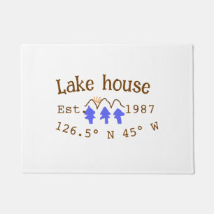Lake house ets. Date year custom coordinates add n Doormat