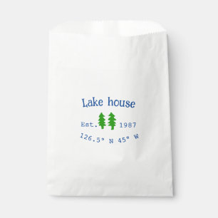 Lake house ets. Date year custom coordinates add n Favour Bags