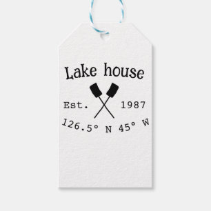 Lake house ets. Date year custom coordinates add n Gift Tags