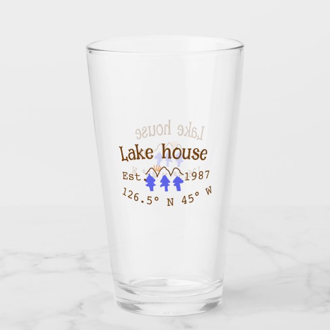Lake house ets. Date year custom coordinates add n Glass (Front)