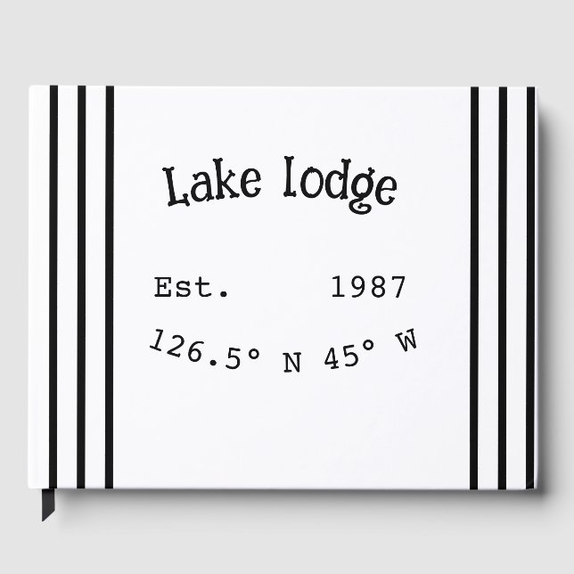 Lake house ets. Date year custom coordinates add n Guest Book (Front)