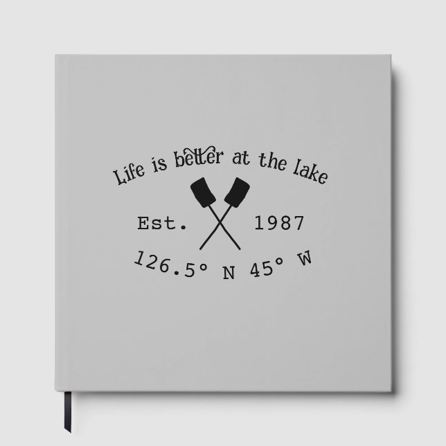 Lake house ets. Date year custom coordinates add n Guest Book (Front)