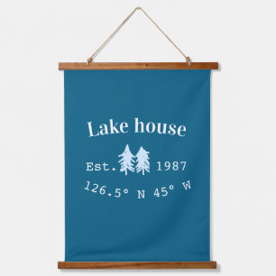 Lake house ets. Date year custom coordinates add n Hanging Tapestry