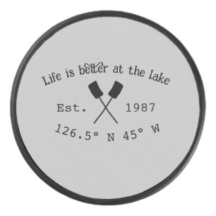 Lake house ets. Date year custom coordinates add n Hockey Puck