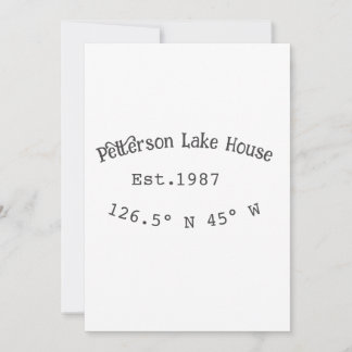 Lake house ets. Date year custom coordinates add n Invitation