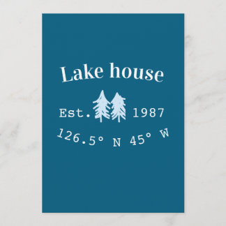 Lake house ets. Date year custom coordinates add n Invitation