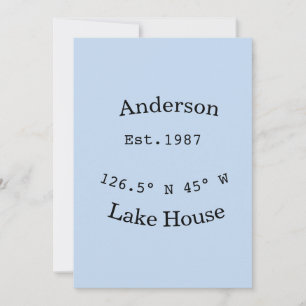 Lake house ets. Date year custom coordinates add n Invitation