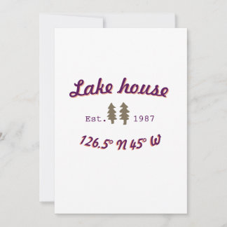 Lake house ets. Date year custom coordinates add n Invitation