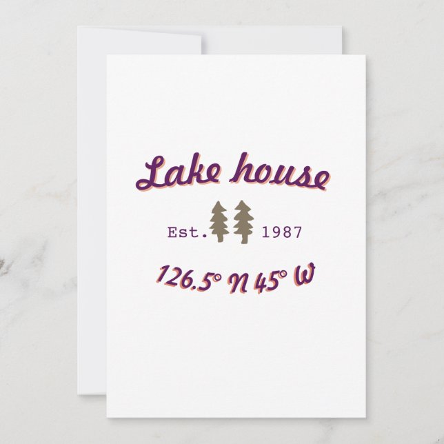 Lake house ets. Date year custom coordinates add n Invitation (Front)